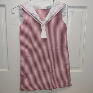 Girls Seersucker Dress Sailor Style